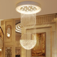 Lustre en cristal à double balles élégant pour escalier duplex long, pour salon intérieur, salle à manger, hôtel, villa, hall