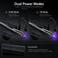 Mini pince à épiler UV sans fil rechargeable, lampe de polymérisation UV pour extensions de cils avec tête de lampe interchangeable et pédale.