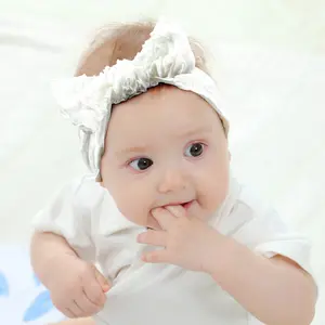 HZO-23089 Hot Sale Baby Large Bow Girls Headband Bowknot Headwrap Kids Bow Cotton Wide Head Turban Infant Newborn Headbands