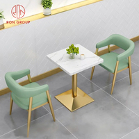 Ensemble de mobilier de restaurant moderne et durable en marbre rond avec banquette, canapé, siège de comptoir, chaise et table pour café et salon de thé