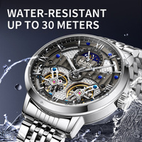 Reloj Mecánico Automático Mark Fairwhale, Esqueleto, 40MM, Brazalete de Metal, Estructura de Doble Volante, Resistente al Agua, Luminoso, FW-6023