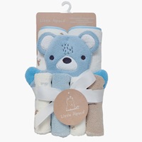 Children's 7-Piece Microfiber Soft Quick-Dry Baby Hooded Towel Set-Bath Towel Cape Swaddle Blanket Hand Towel Face Cloth Bedroom