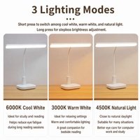 Lámpara de Mesa Recargable con Control Táctil y Tres Temperaturas de Color, Lámpara LED de Escritorio para Estudiantes, Cuidado de la Vista, para Lectura