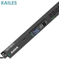 KAILES(KLS) K55 Série ZD PDU intelligent 32A 200-240Vac 16 C19Anti-Drop+2Disjoncteur Installation verticale Tôle noire