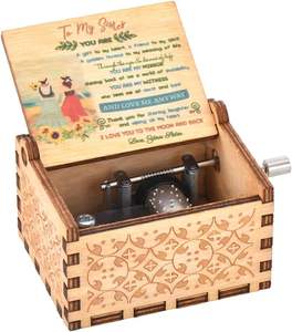 2 Design a manovella <span class=keywords><strong>in</strong></span> legno di gesus Love <span class=keywords><strong>Me</strong></span> Custom Song carillon inciso Laser Mini cartone animato musica scatola regalo di compleanno - Product Image 1