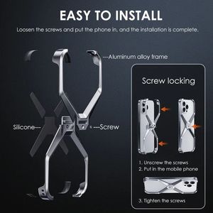 Custodia per telefono senza montatura in lega di alluminio X tipo metallo per iPhone 15 14 13 Pro Max rimovibile protezione di dissipazione del calore antiurto - Product Image 5