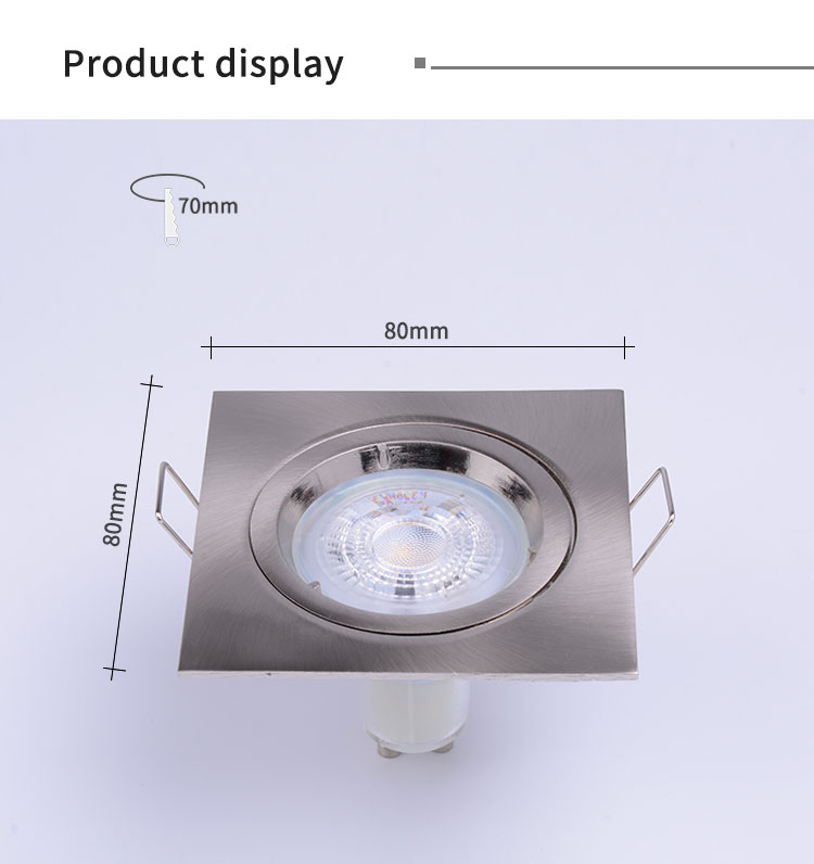 White Fixted Square Gu10 Downlights 70mm Cut Out For Living Room