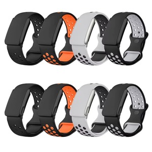 Bracelet de montre connectée en silicone respirant et perforé, étanche, réglable, bicolore, pour Whoop 5.0, course à pied et gym - Product Image 1