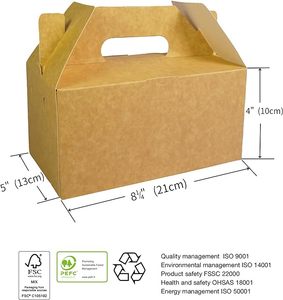食品保存パーティー用ギフト & テイクアウトアプリケーション用卸売生分解性UVブラウンクラフト紙リジッドマウンテントップボックス - Product Image 5