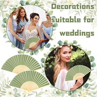 Produit phare 2027 : Éventail pliant portable de 7 pouces en papier vierge personnalisable pour peinture, vert clair