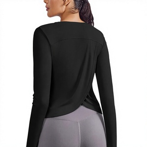 Camiseta Deportiva de Manga Larga con Cuello Redondo para Mujer, Top de Yoga con Espalda Cruzada, Protección UV, Transpirable, Ligera - Product Image 2