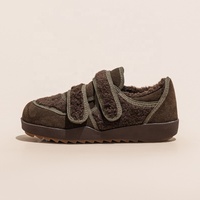 Bread Shoes Chaussures basses décontractées pour femme Hiver 2025, polyvalentes, chaudes, en daim et polaire, à motif léopard et fourrure, avec fermeture Velcro