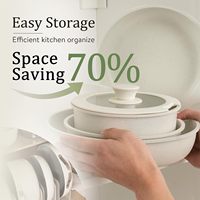 11 pièces ensemble d'ustensiles de cuisine antiadhésifs Compatible Induction Silicone bakélite poignées Portable casseroles casseroles détachable commande minimum 10 pièces