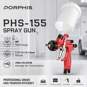 OEM PORPHIS PHS-155 Autolack-Spritzpistole Hersteller 18 Jahre Private Label <span class=keywords><strong>MP</strong></span> 1,3mm 1,4mm 1,6mm 1,8mm Lackierpistole Druckluftwerkzeug - Product Image 1