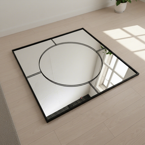 Industrial <strong>Square</strong> Black Metal Frame <strong>Mirror</strong> Wall Mounted Contemporary 80x80cm Home Bathroom Fireplace Frame <strong>Mirror</strong> - Product Image 2