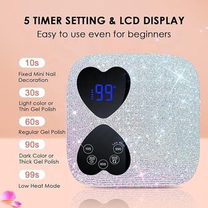 ไฟยูวีแบบชาร์จไฟได้80วัตต์สำหรับเล็บเจลเครื่องเป่าเจลแบบมืออาชีพพร้อมตัวจับเวลา5และฐานกระจก - Product Image 2