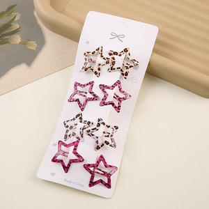 دبابيس شعر أنيقة وجذابة، طقم من 8 قطع، بطبعة الفهد، مشابك شعر معدنية ملونة وردية، إكسسوارات شعر للفتيات والنساء - Product Image 3