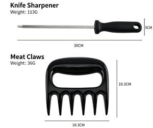 Ensemble de couteaux de cuisine 8 pièces, noir, antiadhésif, acier inoxydable, couteaux de cuisine professionnels avec aiguiseur - Product Image 6