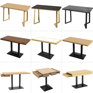 Modern Commercial Cafe <strong>Table</strong> With Marble Wood Top <strong>Black</strong> Pedestal Base Square/<strong>Round</strong> Bistro <strong>Table</strong> for Restaurant <strong>Coffee</strong> Shop Decor - Product Image 3