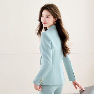 Women's Double Breasted Suit Set Full Sleeve Anti-Wrinkle Office Lady Commuting Work Wear - Product Image 4