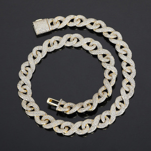 Collane con Diamanti Moissanite VVS in Argento Sterling 925, Catena Infinita Stile Hip Hop Cuban Link, 9mm/12mm/14mm - Product Image 3