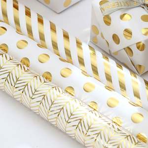 Jude Factory Wholesale <b>Birthday</b> Hot Stamping Disposable Coated Roll Gift <b>Wrapping</b> <b>Paper</b> 43x300cm Packaging - Product Image 4