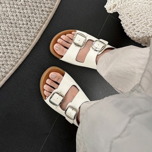 2026 Comfort Loose Birken Style Women Sandals Round Toe Thick Mid Sole <b>Strap</b> <b>Buckle</b> Genuine Leather Outdoor Slides - Product Image 3