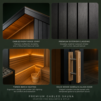 Nikmati Ruang Sauna Listrik Luar Ruangan Besar yang Dapat Disesuaikan, Terbuat dari Kayu Cedar Kanada Solid, untuk Halaman Belakang Villa, 9KW Uap Kering, Garansi 1 Tahun