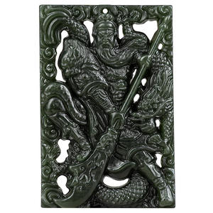 Pendentif Dragon Guan Yu en Jade de Hotan Naturel pour Homme, Vente en Gros de Jadeite, Cadeau avec Certificat d'Expertise HT07 - Product Image 2