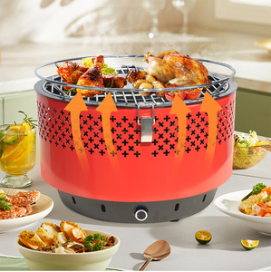 Grill <span class=keywords><strong>de</strong></span> <span class=keywords><strong>barbecue</strong></span> portable rond NL, mini grill <span class=keywords><strong>de</strong></span> table au <span class=keywords><strong>charbon</strong></span> <span class=keywords><strong>de</strong></span> <span class=keywords><strong>bois</strong></span> <span class=keywords><strong>avec</strong></span> <span class=keywords><strong>ventilateur</strong></span> électrique - Product Image 1