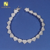 Chaîne cubaine tendance Moissanite Argent 925 Collier Hip Hop 8mm Forme de cœur Colliers en moissanite pour hommes femmes