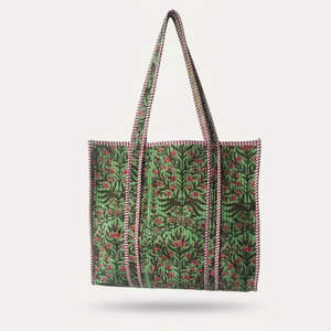 Sac fourre-tout en toile à motifs floraux bohèmes, ouvert en dessus, pour femmes, sac de shopping, utilisable toute l'année - Product Image 1