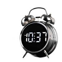 Réveil numérique intelligent LED moderne, horloge analogique lumineuse en métal, horloge de bureau, horloge de table pour chambre à coucher, salon, décoration de la maison