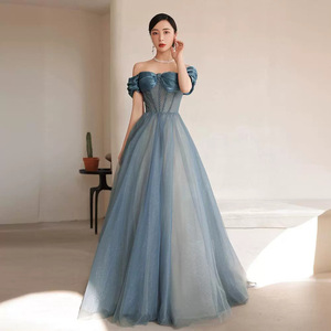 Off The Shoulder Evening Gown Empire Waist Ball Gown Chiffon Ruffles For Formal Events - Product Image 2