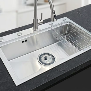 Fregadero de Cocina de Acero Inoxidable 304, Negro Nano, de Una Sola Pieza, Anti-Rayones, Anti-Corrosión, Moderno, para Uso Doméstico - Product Image 1