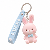 Porte-clés Lapin Porte-bonheur en Silicone Portable, Accessoire de Sac Dessin Animé, Cadeau de Remise de Diplôme ou d'Anniversaire pour Elle