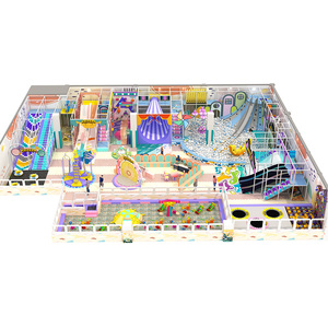 Équipement de terrain de jeux intérieur pour enfants, toboggan double en plastique, château gonflable coloré, centre de divertissement commercial - Product Image 1