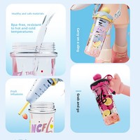 Gourde portable grande capacité style Ins pour l'été, avec sangle, étanche, pour thé et séparation de liquide