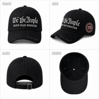 Zwarte baseballcap van katoen, zes panelen, gebogen klep, geborduurd letterdesign, verstelbaar 56-62cm, aangepast logo, groothandel OEM, lage minimale bestelhoeveelheid
