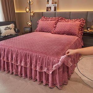 SP140 di lusso europa principessa biancheria da letto Set gonna da letto federe in velluto e caldo lenzuola morbide da letto - Product Image 3