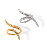 Nouvelle bague ouverte pour femme, tendance, étanche, en acier inoxydable plaqué or 18 carats, poli miroir, avec motif géométrique torsadé et ligne irrégulière