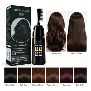 Crème colorante capillaire permanente à base d'extraits végétaux longue durée avec peigne applicateur facile, marque privée, qualité professionnelle - Product Image 1