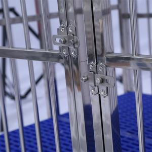 Chenil en acier inoxydable de haute qualité Style moderne motif solide pliable grande taille Cage pour chien avec plateau en plastique emballage de boîte à palettes - Product Image 5