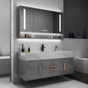 BAINENG lusso galleggiante bagno armadi e vanità moderno Design intelligente in acciaio inox bagno Set di stoccaggio con specchio - Product Image 3
