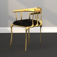 Chaise de salle à manger moderne de luxe léger avec coussin en tissu et structure métallique, style décontracté durable, mobilier de maison
