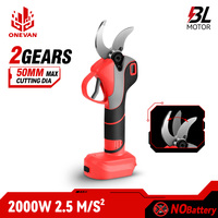 Sécateur électrique rechargeable de 50MM 2 vitesses sans fil sécateur progressif de branche d'arbre alimenté par batterie pour bricolage industriel