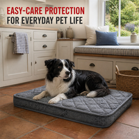 Matelas orthopédique pour chien, facile d'entretien, gris, matelassé, avec housse imperméable amovible pour les maisons familiales