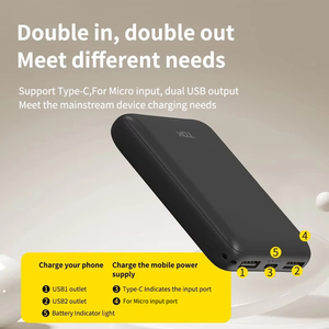TDX M17 5000mAh Banco de energía portátil ultradelgado Salida USB dual Mini banco de energía para carga de teléfono móvil PVC LI-Polymer 10W - Product Image 6