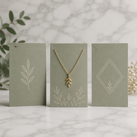 Kartu Anting Hijau Sage, Branding Perhiasan Minimalis, Logo Custom, Kemasan Usaha Kecil, Display Kalung Butik, Grosir