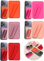 Étui de protection portable pour téléphone et gloss à lèvres avec motif de bonbons en silicone, fermeture ouverte, avec support adhésif